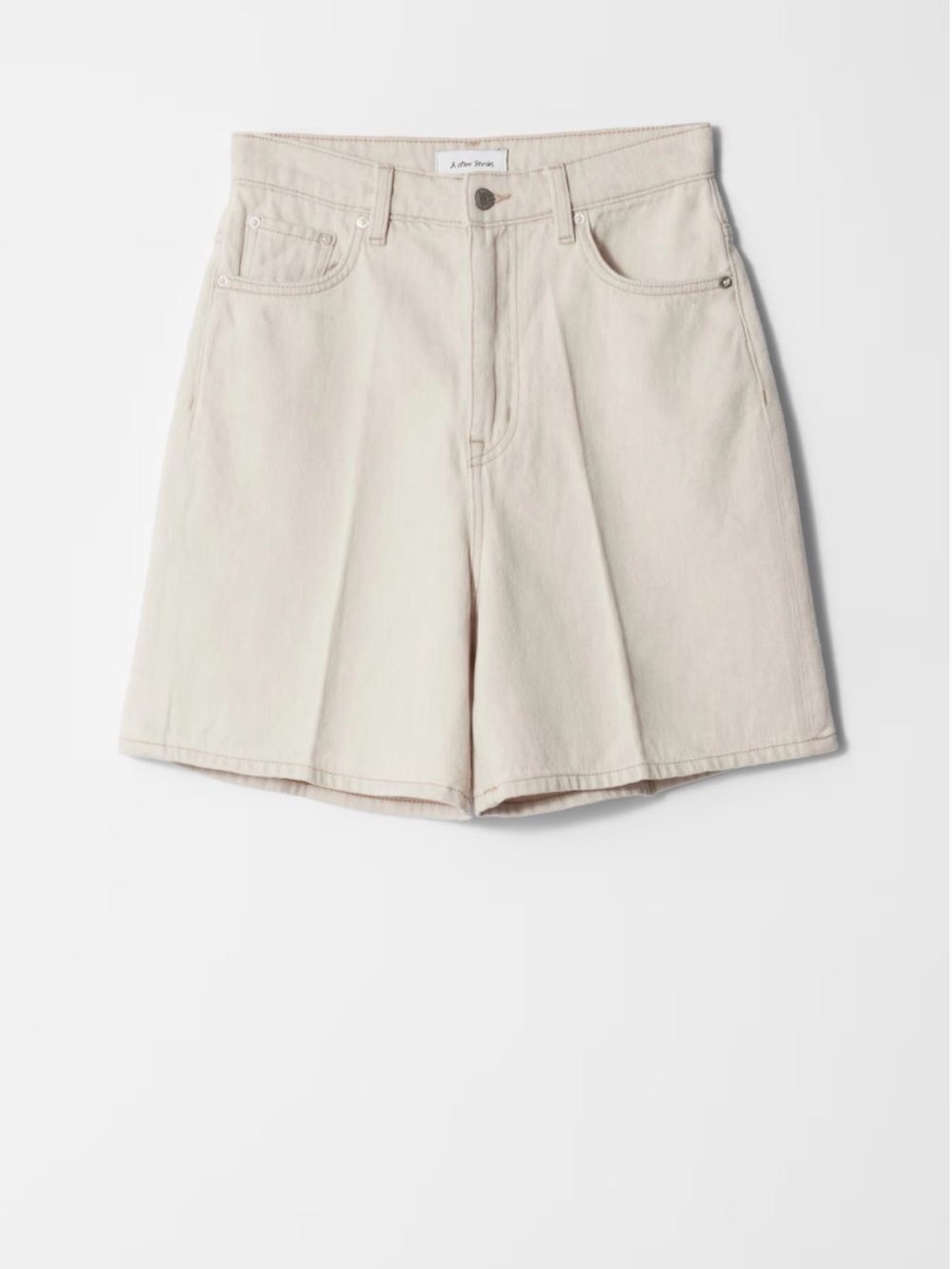 & Other Stories Cream High-Rise Denim Shorts - Picture 5 of 8